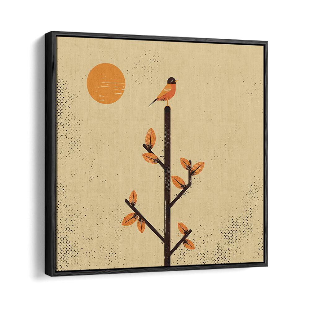 Colorful artwork featuring a bird atop a tree, representing THE MIGRATION, ANIMAL PAINTINGS for a serene decor.