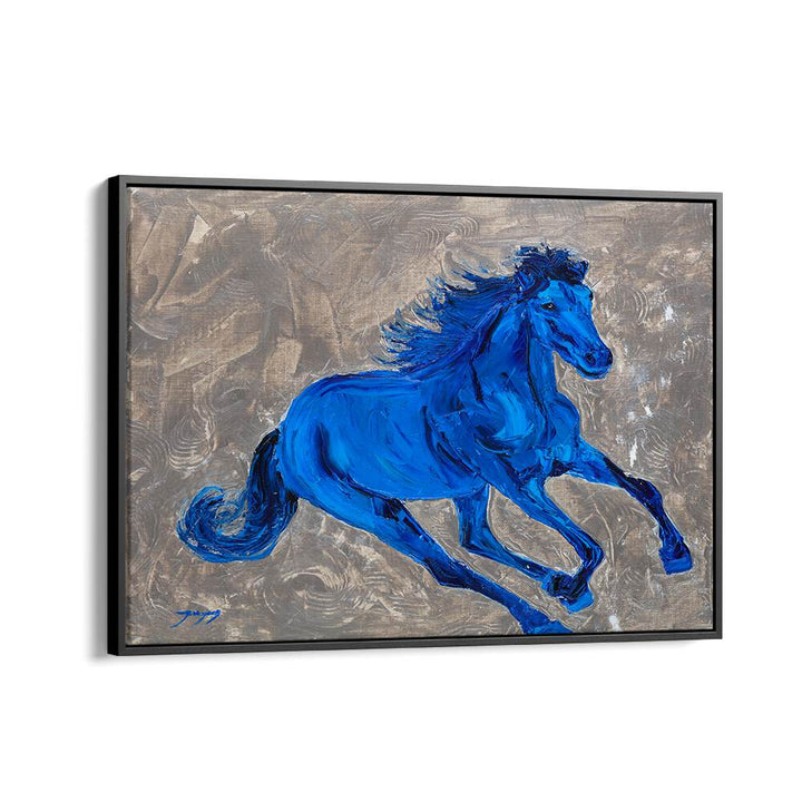 Vibrant BLUE HORSE captures motion in this stunning ANIMAL PAINTINGS artwork, perfect for any modern decor.
