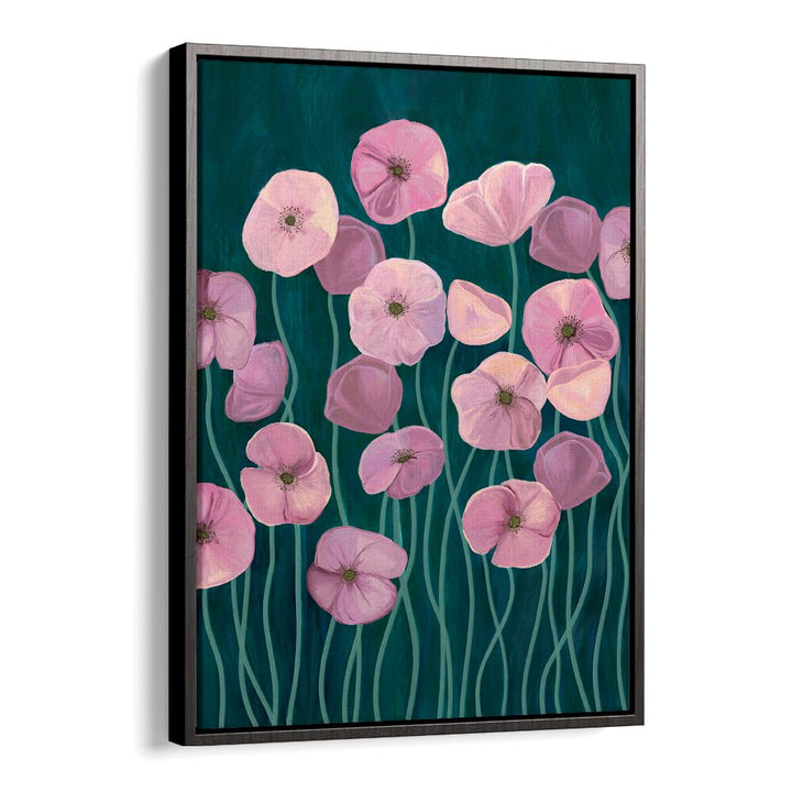 Vibrant pink poppies in "PINK POPPIES II, FLORAL FLOWER PAINTINGS" bring elegance to any space. Perfect for decor.