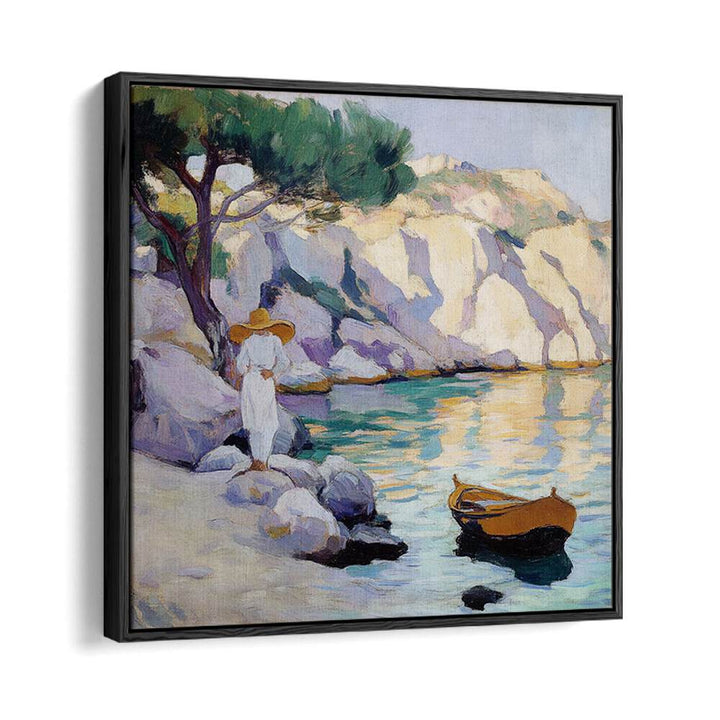 Elegant WOMAN BY THE SEA artwork captures tranquility and beauty by the seaside, perfect for a modern aesthetic.