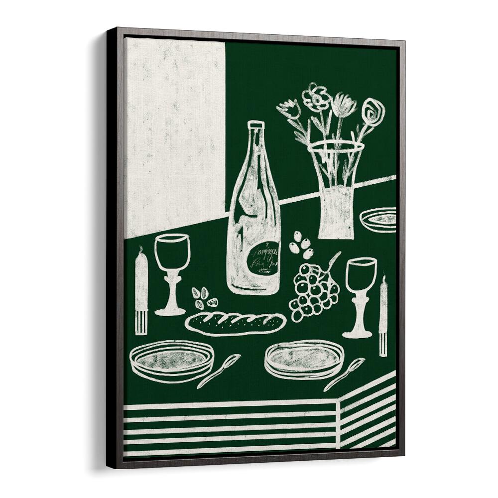 Enhance your kitchen decor with GREEN HARMONIA, KITCHEN POSTERS showcasing elegant dining graphics and serene colors.