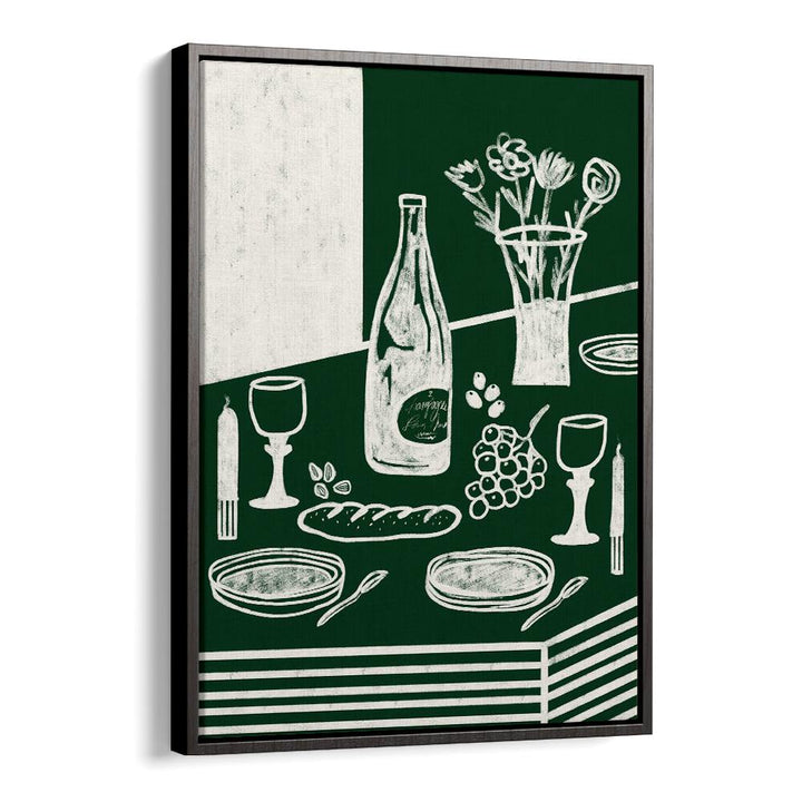 Enhance your kitchen decor with GREEN HARMONIA, KITCHEN POSTERS showcasing elegant dining graphics and serene colors.