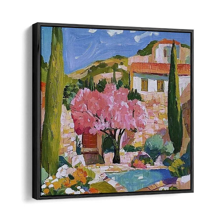 Vibrant CHERRY BLOSSOMS II artwork showcases blooming cherry trees, perfect for enhancing any home decor.