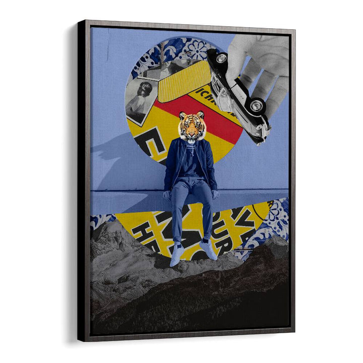 CITIZEN, SURREAL ART PRINTS feature a striking collage with a tiger-headed figure and vibrant designs, perfect for art lovers.