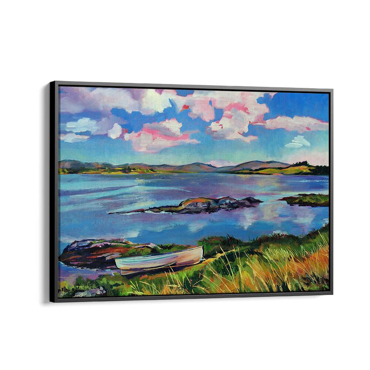 BOAT ON THE LAKE , BEACH PAINTINGS