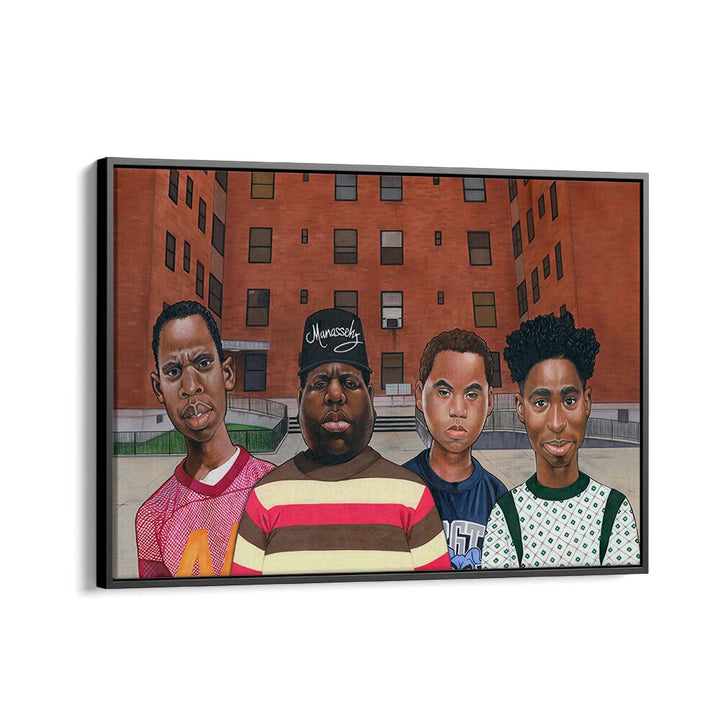 BOYZ IN THE HOOD, AFRICAN ART PAINTINGS showcasing hip hop legends in vibrant urban style and culture.