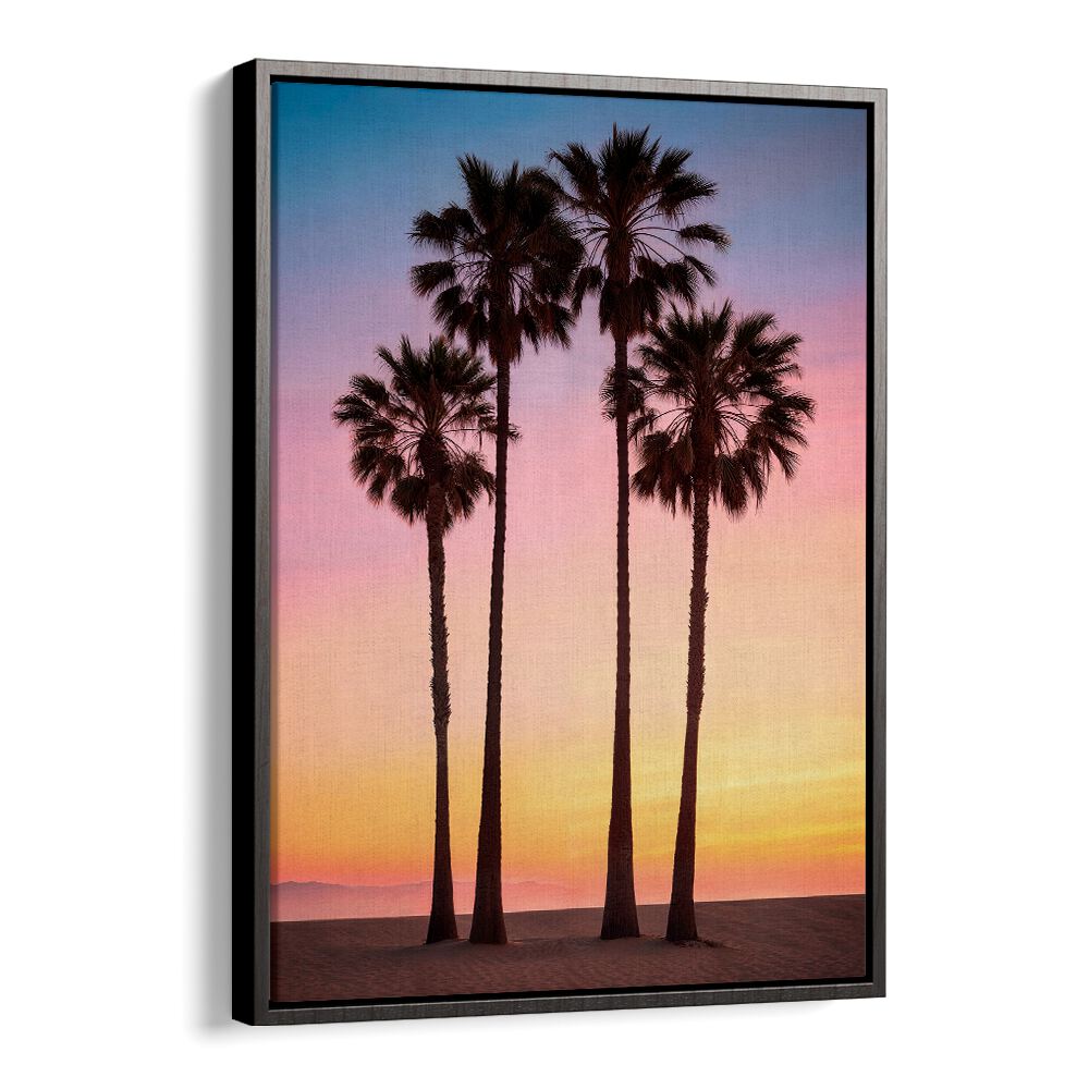 Stunning BEACH SUNSET PALMS painting featuring vibrant colors and serene palm trees, perfect for your coastal decor.