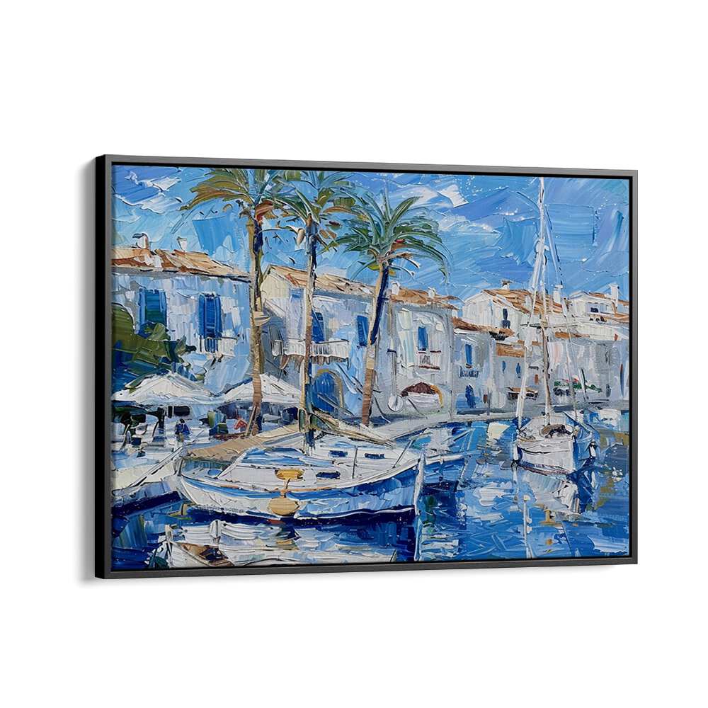 Stunning artwork, BOATS IN THE HARBOR, showcasing tranquil maritime life with vibrant colors and serene beauty.