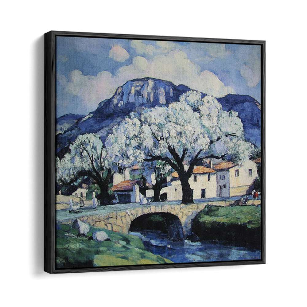 Stunning BRIDGE OVER A STREAM artwork, perfect for enhancing home or garden decor with serene landscape charm.