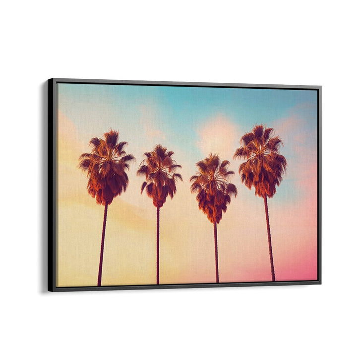 L.A Sunset Palms, Beach Paintings showcase vibrant palm trees against a colorful sunset, perfect for any space.