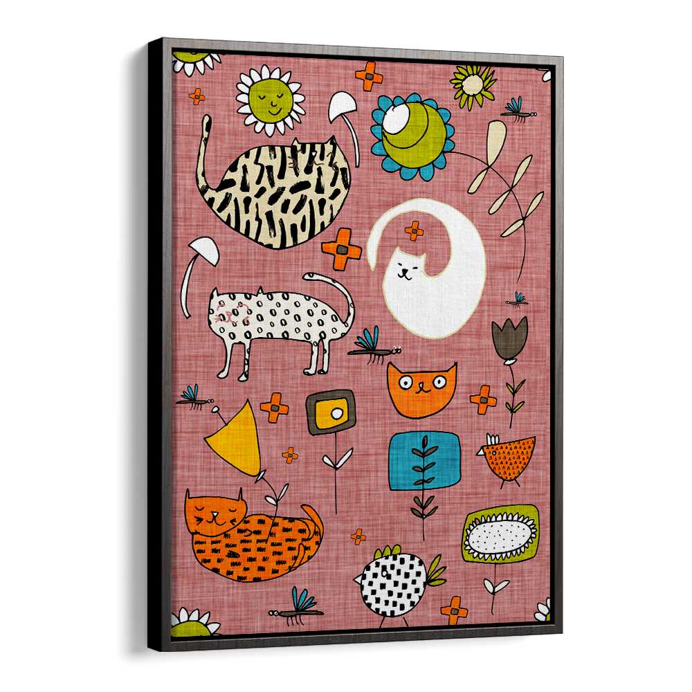 Colorful SPRING CAT PINK, KIDS ROOM PAINTINGS brighten up your space with playful cat designs and vibrant patterns.