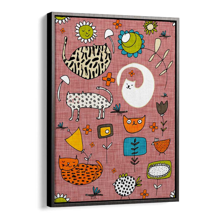 Colorful SPRING CAT PINK, KIDS ROOM PAINTINGS brighten up your space with playful cat designs and vibrant patterns.