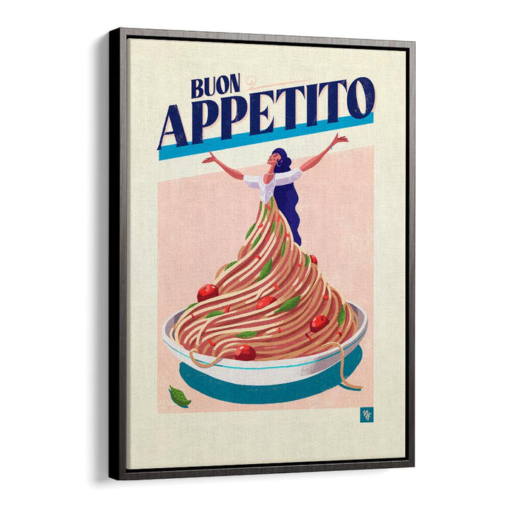 Delight in the culinary charm of BUON APPETITO I, BAR & CAFE ART showcasing vibrant pasta imagery and joyful cooking spirit.