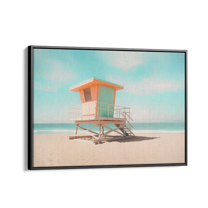 LIFEGUARD TOWER MOODS, BEACH PAINTINGS showcase a stylish lifeguard tower against a serene beach backdrop.