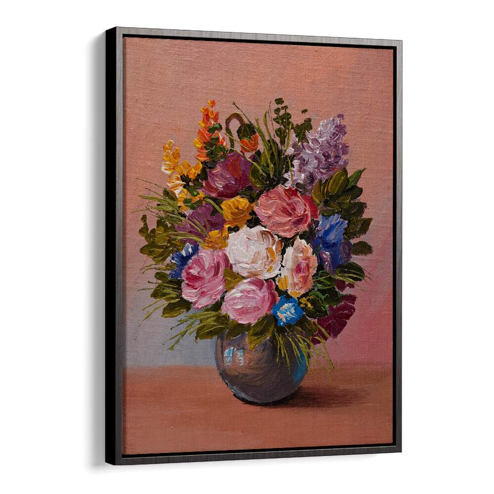 Garden in a Jar Vintage European Paintings in Black Floater Frame