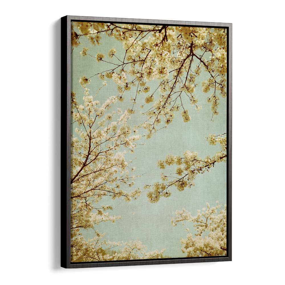 Delicate cherry blossoms adorn the VINTAGE SKY, FLORAL FLOWER PAINTINGS, perfect for spring-inspired decor.