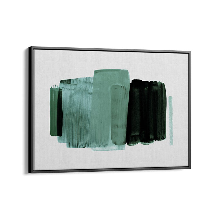 Stunning MINIMALISM XVII, ABSTRACT PAINTINGS showcasing a blend of teal and black brush strokes for modern decor.