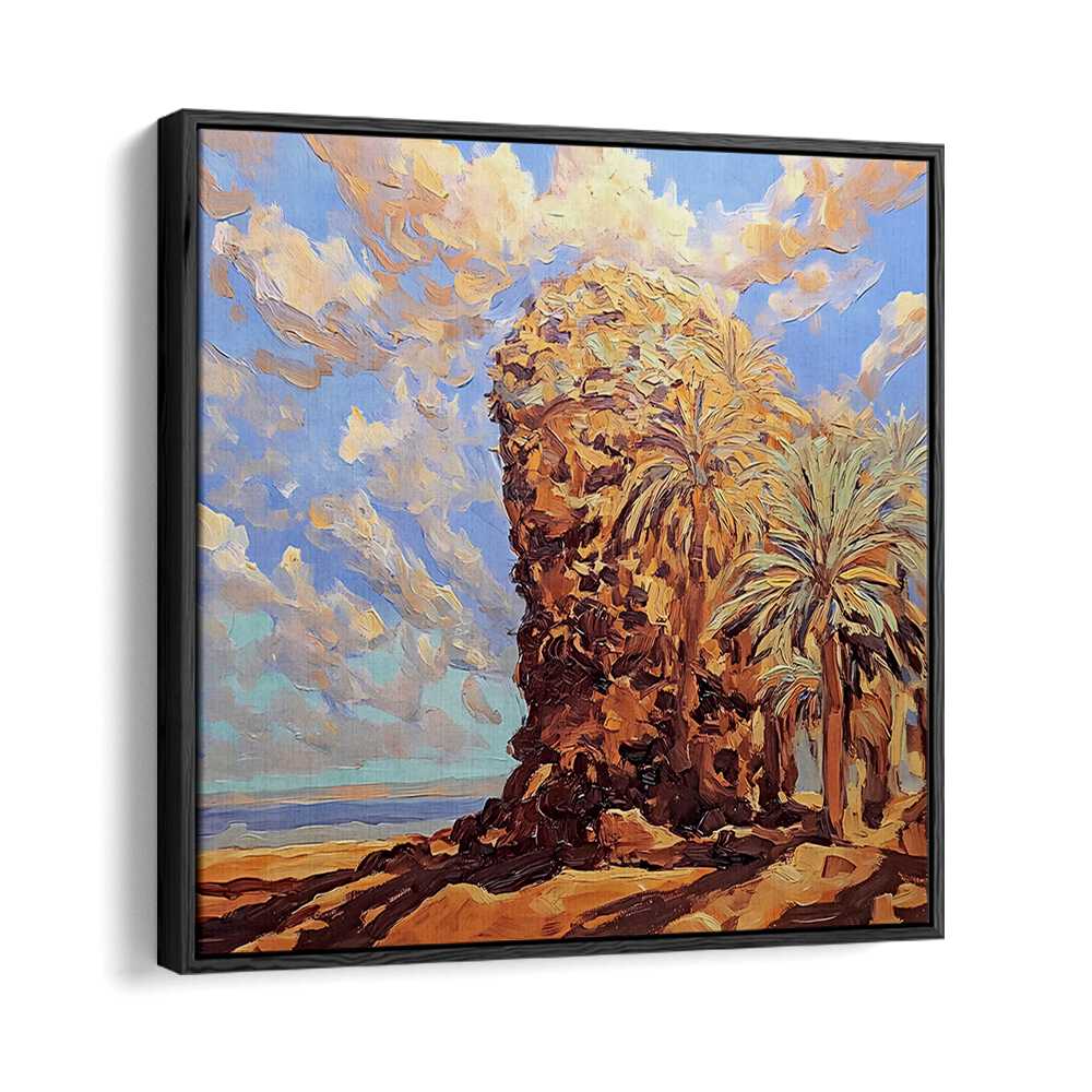 Luxurious art piece "PALMS BY THE SEA" evokes coastal tranquility for your home décor, enhancing any space beautifully.