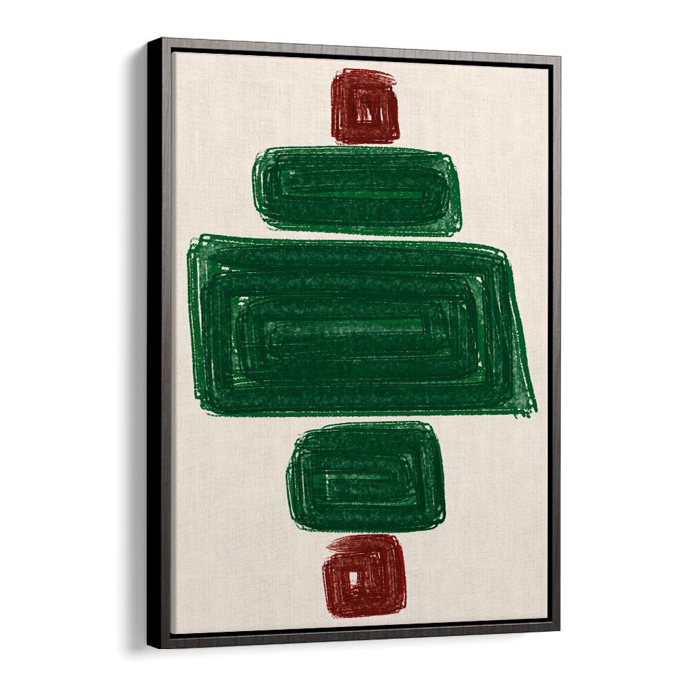 SIMPLEX II, ABSTRACT PAINTINGS features vibrant green and red shapes, perfect for enhancing any artistic space.