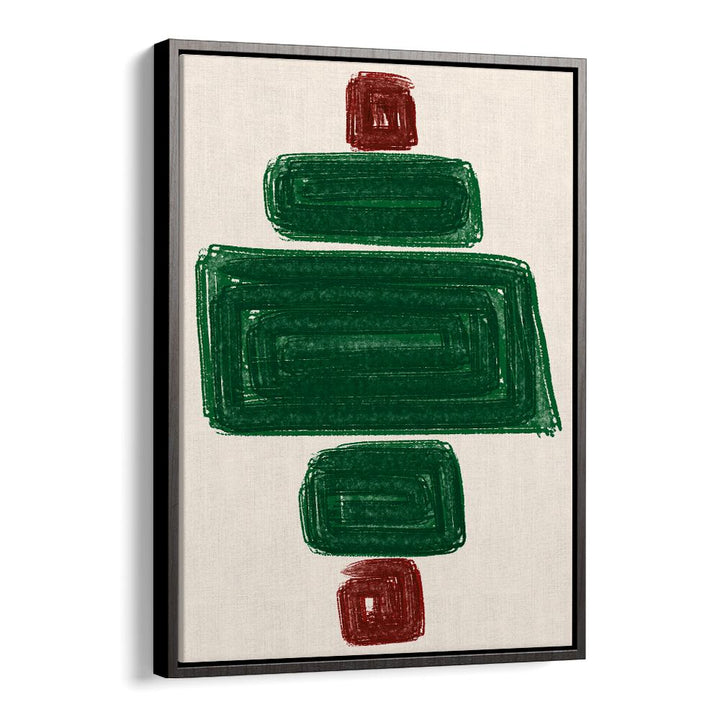 SIMPLEX II, ABSTRACT PAINTINGS features vibrant green and red shapes, perfect for enhancing any artistic space.