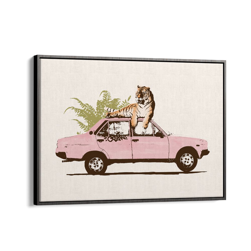 TIGER ON CAR BY FLORENT BODART, AUTOMOTIVE ART PRINTS