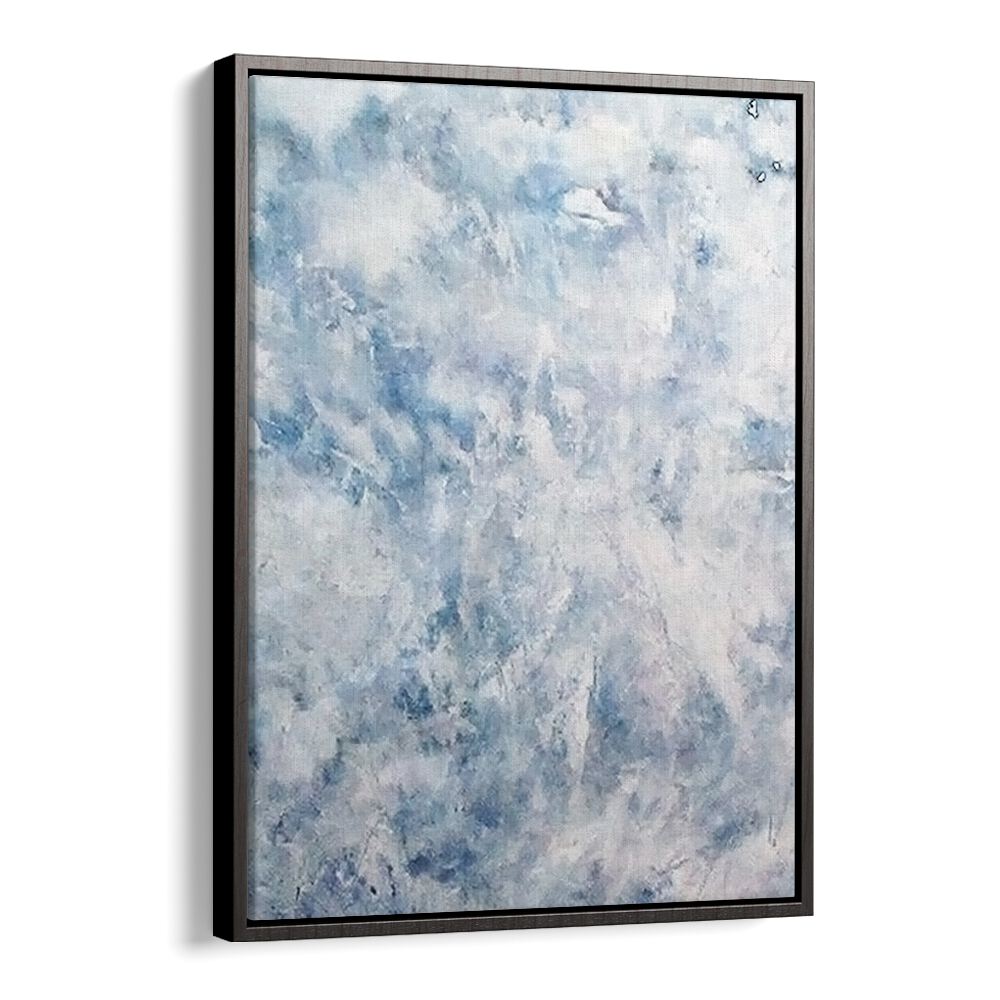 Elegant SNOW STORM, ABSTRACT PAINTINGS artwork featuring soft blue tones, perfect for modern home decor.