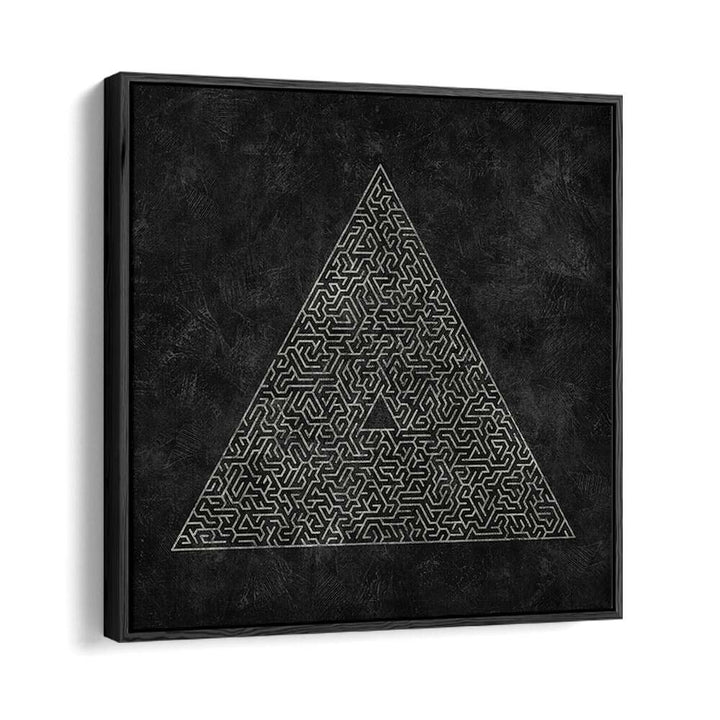 Stylish black geometric art print featuring THE PYRAMID MAZE ESCAPE II, perfect for modern decor enthusiasts.