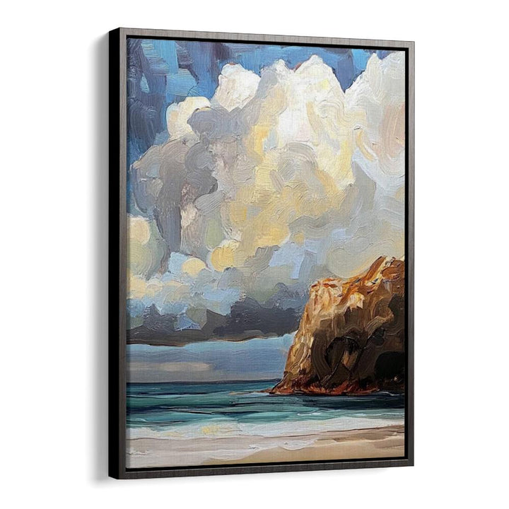 CLOUDY DAY AT THE BEACH II artwork showcases a serene coastal landscape, perfect for enhancing your home décor.