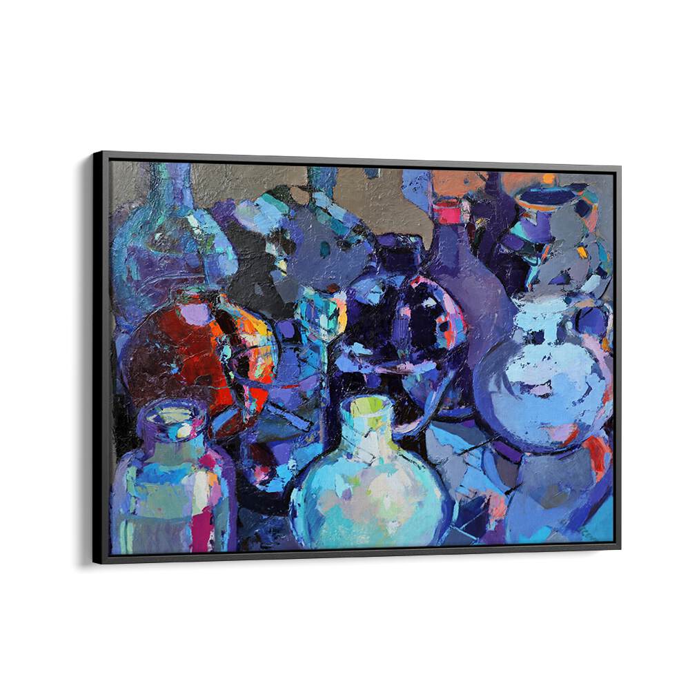 Colorful abstract painting showcasing GLASS. JUGS, enhancing elegance in beverage presentation for any space.