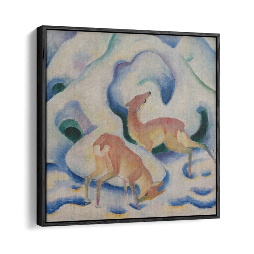 DEER IN THE SNOW II, VINTAGE PAINTINGS