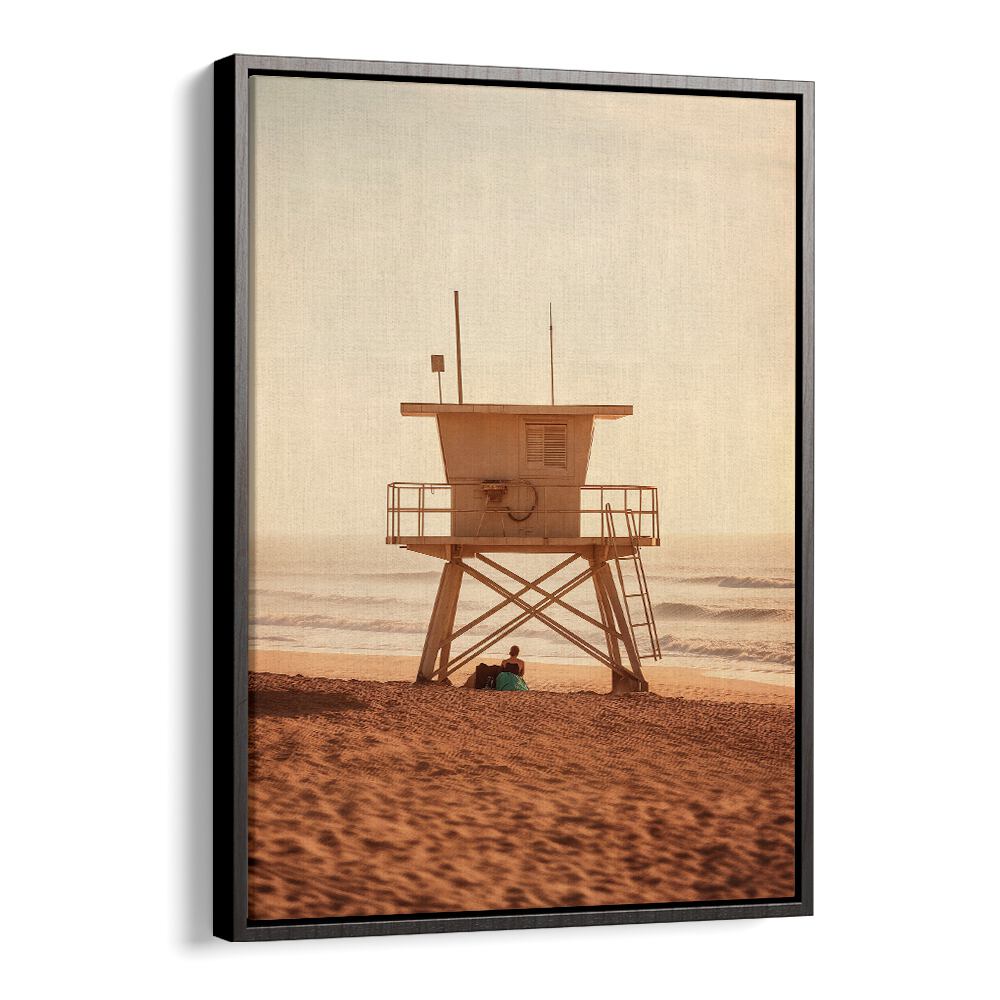 Relaxing beach scene with lifeguard tower, part of OCEANFRONT, BEACH PAINTINGS collection by Philippe Hugonnard.