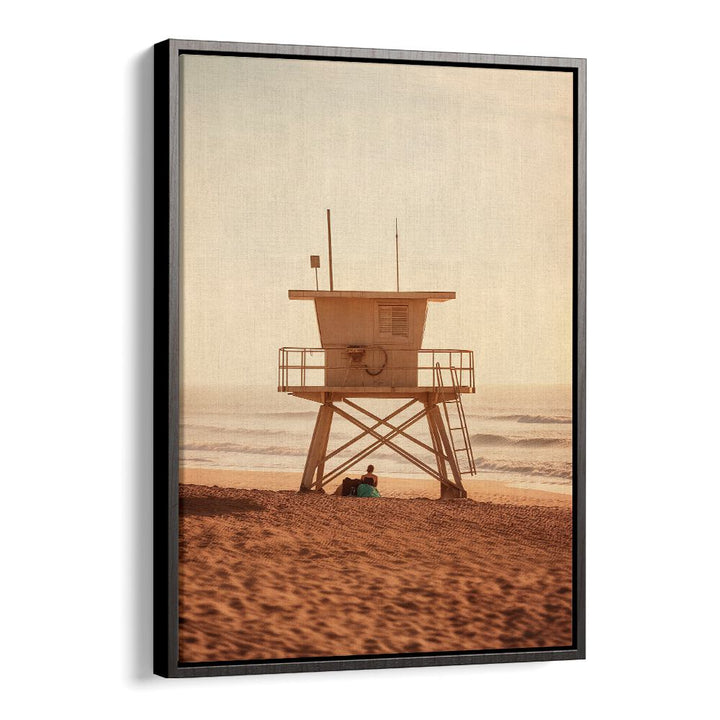 Relaxing beach scene with lifeguard tower, part of OCEANFRONT, BEACH PAINTINGS collection by Philippe Hugonnard.