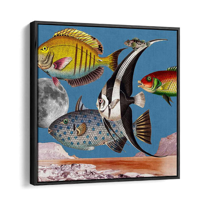 Vibrant FISH WORLD BLUE, BEACH PAINTINGS showcase colorful marine life, perfect for ocean lovers' decor.