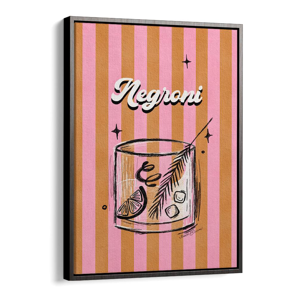 NEGRONI DRINK ON STRIPES BY BAROO BLOOM , BAR POSTERS , BAR ART PRINTS