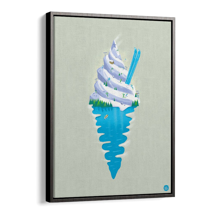 Colorful art of a whimsical sundae mountain, perfect for showcasing the SKU SUNDAE, BAR & CAFE experience.