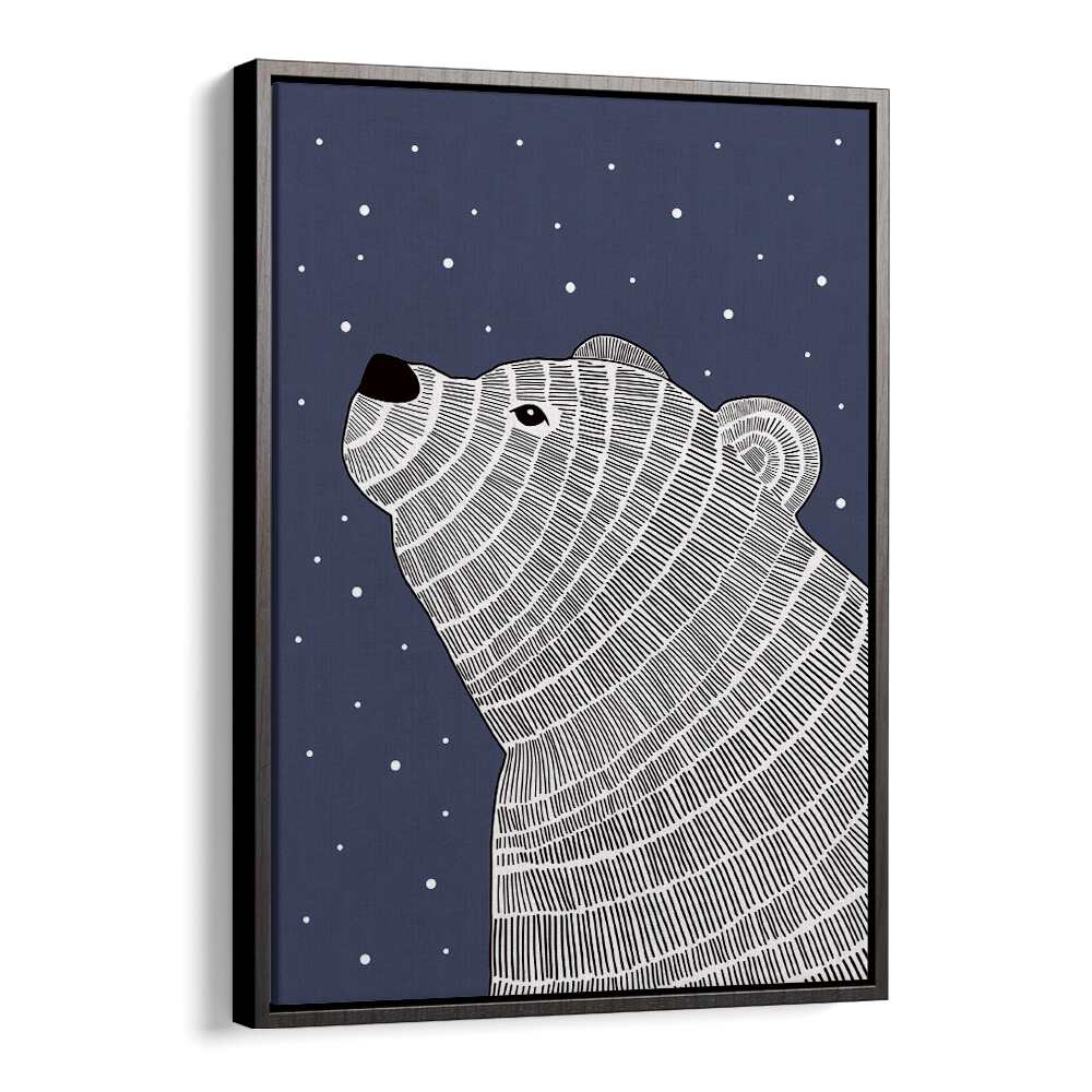 POLA BEAR NIGHT GAZE, KIDS ROOM PAINTINGS—charming polar bear art adding a serene touch to children's spaces.
