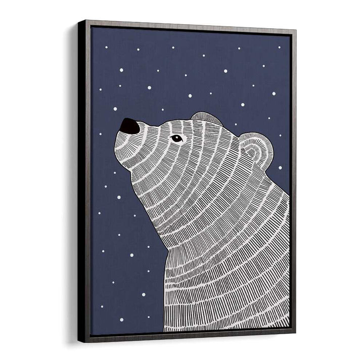 POLA BEAR NIGHT GAZE, KIDS ROOM PAINTINGS—charming polar bear art adding a serene touch to children's spaces.