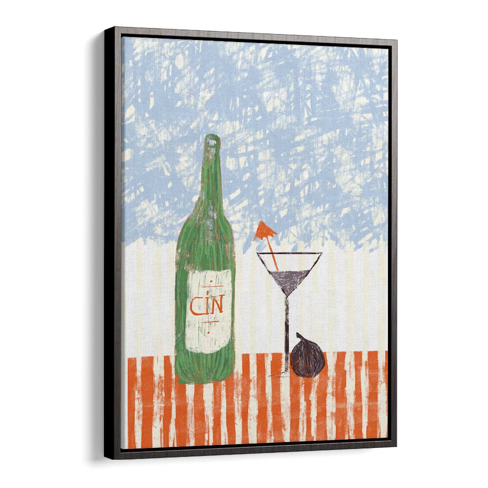 Stylish CIN CIN IV Kitchen Posters featuring a bottle and glass, perfect for modern culinary spaces.