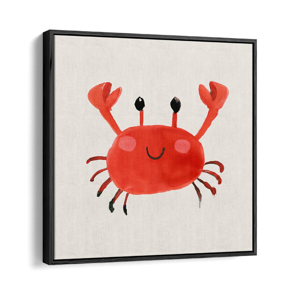 Cheerful red crab with raised claws in CRABS UP , KIDS ROOM PAINTINGS, perfect for brightening children's spaces.