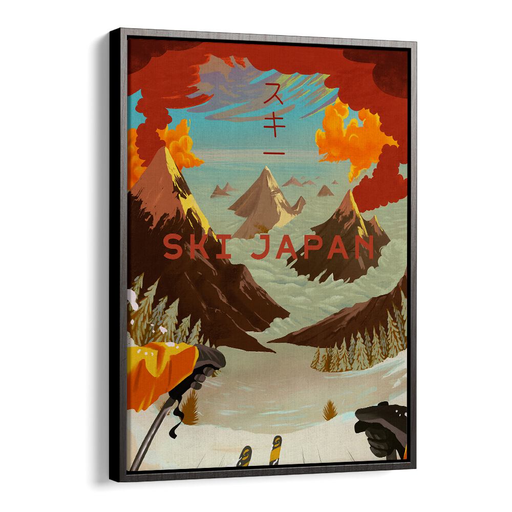 Colorful SKI JAPAN, JAPANESE PAINTINGS artwork captures the thrill of Japan's breathtaking winter slopes.