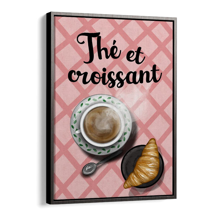 Charming café art featuring a croissant and coffee, perfect for THE ET CROISSANT, BAR ambiance.