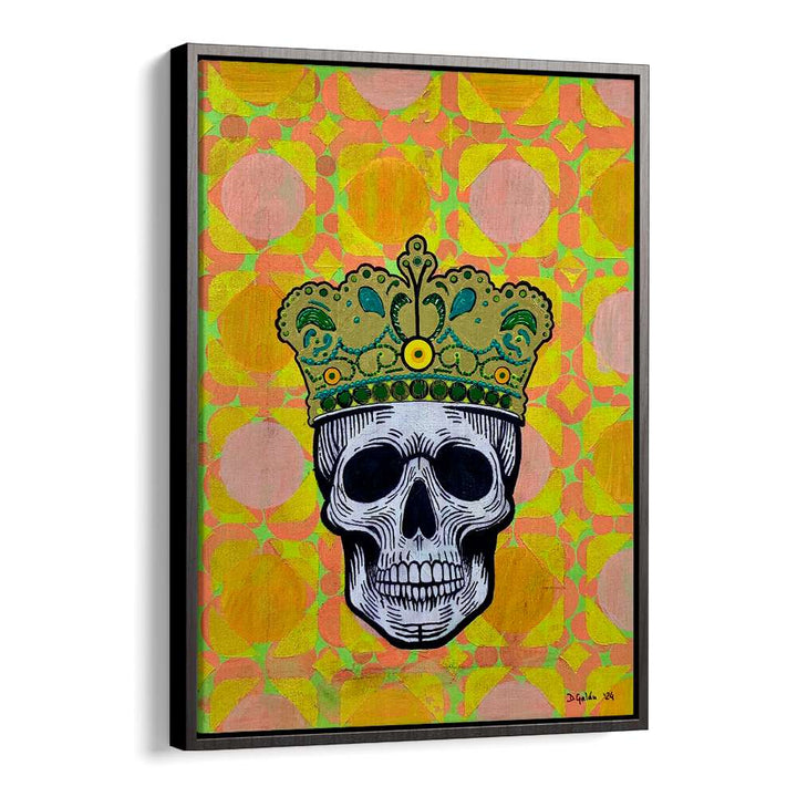Vibrant MEMENTO MORI 5.0, POP ART PAINTINGS featuring a crowned skull, perfect for mindful decor.
