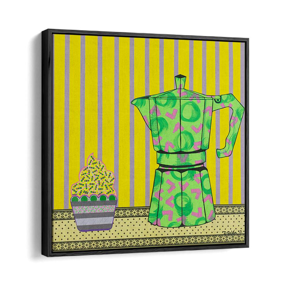 Colorful CAFETERA A CUPCAKE, KITCHEN POSTERS showcasing a unique coffee maker and cupcake design for vibrant kitchens.