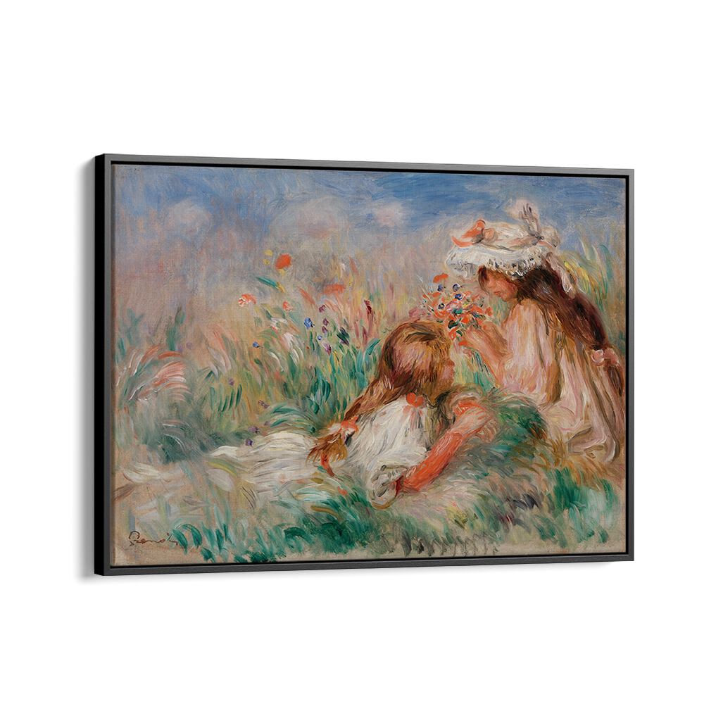 GIRLS IN THE GRASS ARRANGING A BOUQUET (1890) , VINTAGE PAINTINGS