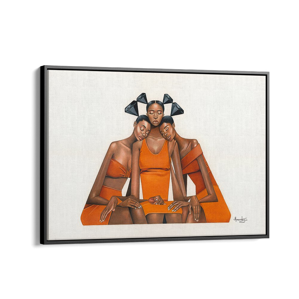 Captivating BLACKDIAMOND(SISTERHOOD) , AFRICAN ART PAINTINGS showcasing strength and unity among women in vibrant colors.