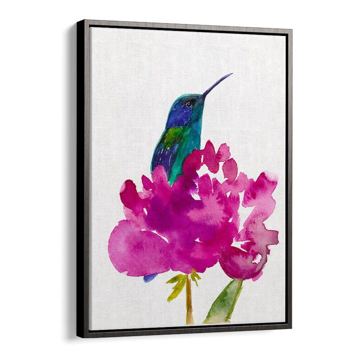 HUMMINGBIRD IN A PEONY , ANIMAL PAINTINGS