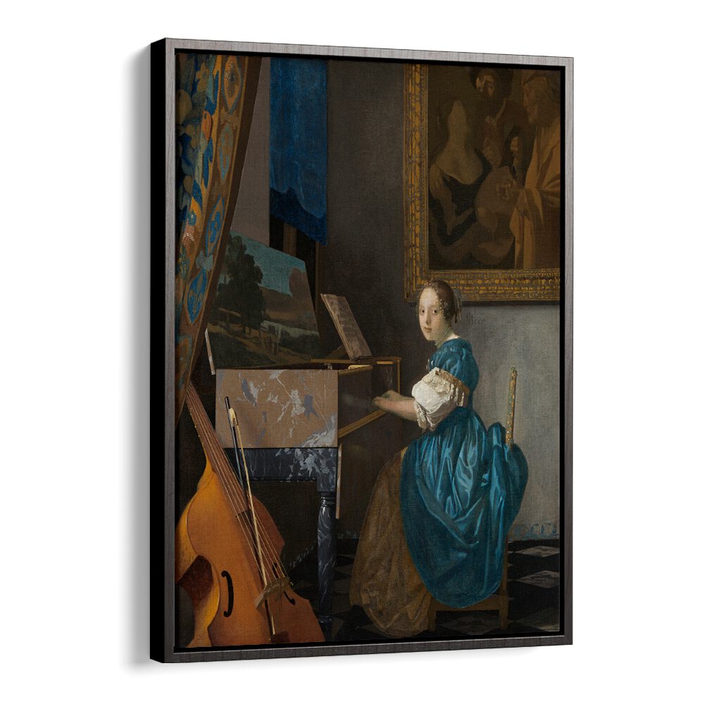 YOUNG WOMAN SEATED AT A VIRGINAL (CA. 1670–1672)  BY JOHANNES VERMEER, VINTAGE PAINTINGS