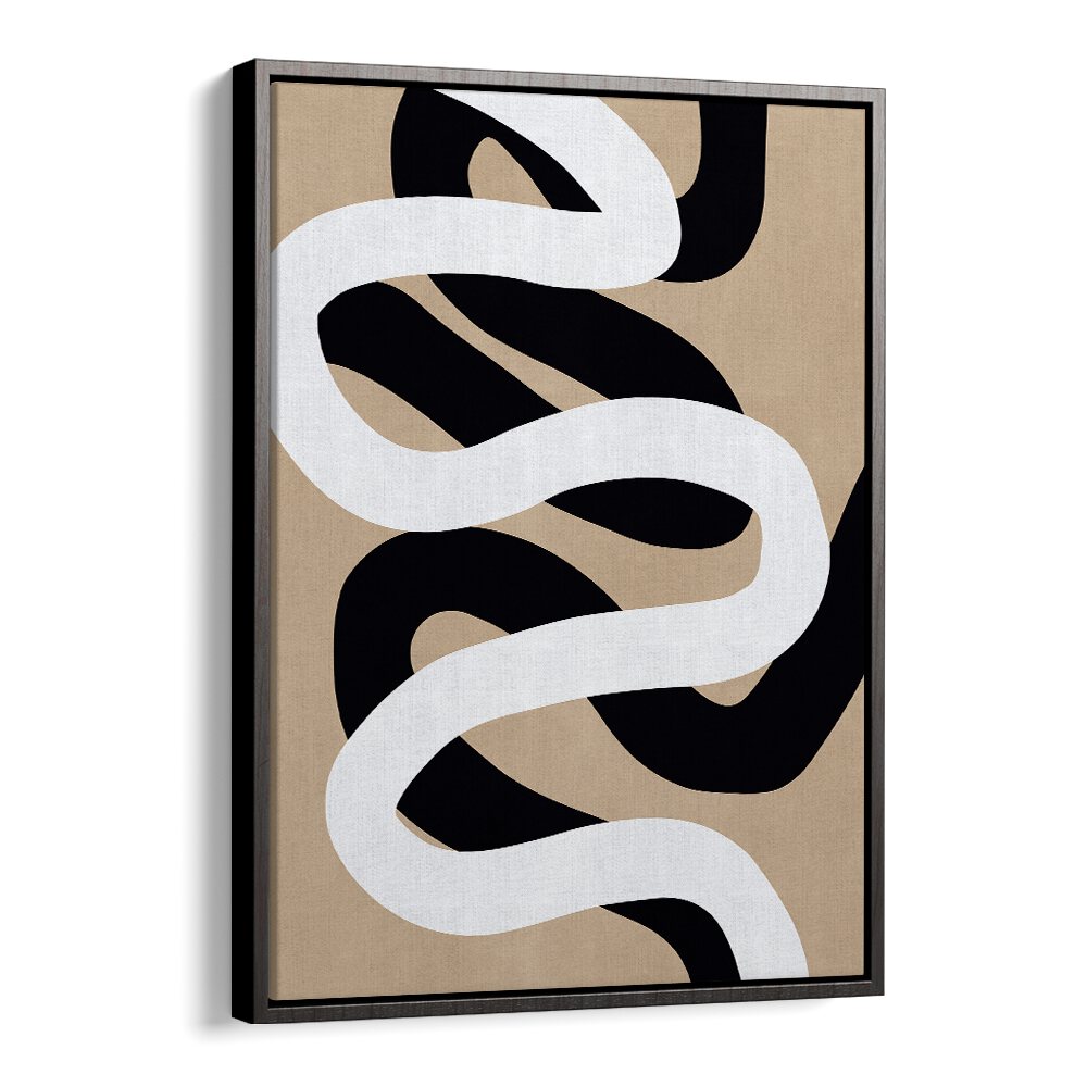 EXPRESSIONIST CURVES II, ABSTRACT PAINTINGS showcases elegant black and white curves on a neutral background, perfect for modern decor.