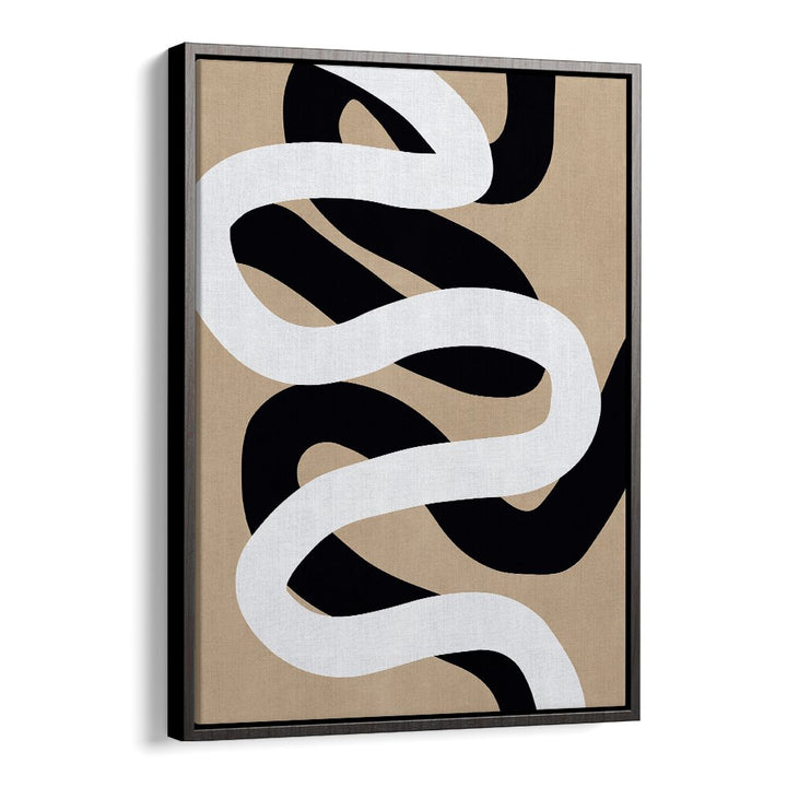 EXPRESSIONIST CURVES II, ABSTRACT PAINTINGS showcases elegant black and white curves on a neutral background, perfect for modern decor.