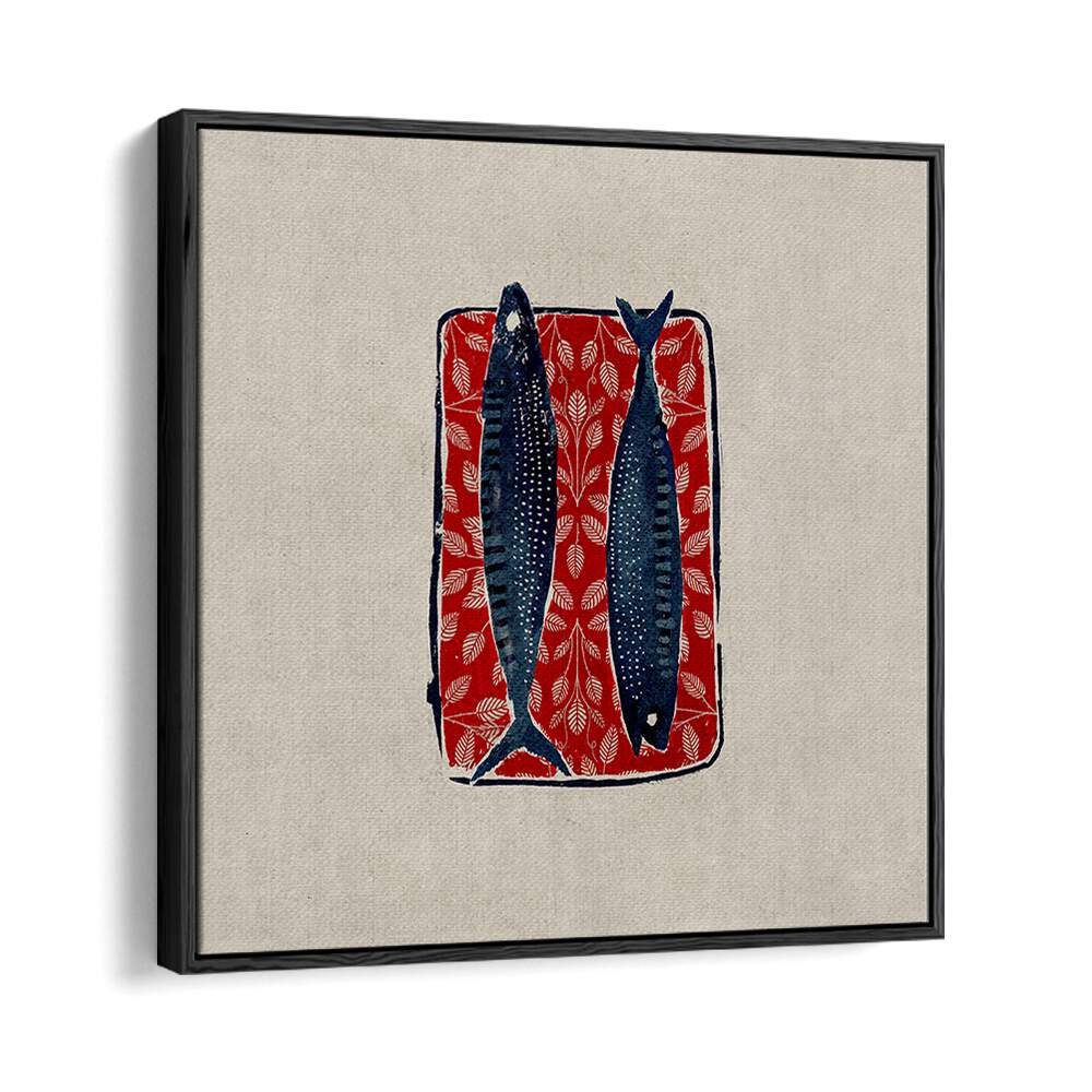 SARDINE IN RED, KITCHEN POSTERS showcase vibrant sardines on a decorative red background, perfect for gourmet kitchens.